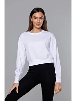 Tenká krátká bílá dámská tepláková mikina model 18378923 - J.STYLE Tenká krátká bílá dámská tepláková mikina model 18378923 - J.STYLE