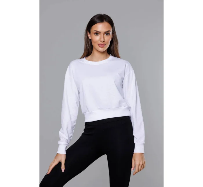 Dámska tenká krátka mikina biela (8B938-1)