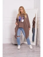 Halenka s oversize potiskem mocca Halenka s oversize potiskem mocca