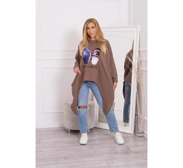 Halenka s oversize potiskem mocca Halenka s oversize potiskem mocca