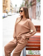 Dámsky maslový set s voľnou mikinou a nohavicami s nápisom LOVE dark camel