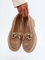 Zazoo 3429 Zamszowe Mokasyny Damskie Z Ozdobą Beżowe