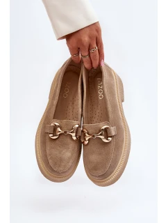 model 21652511 Semišové Dámské Mokasíny S Ozdobou Beige - Zazoo