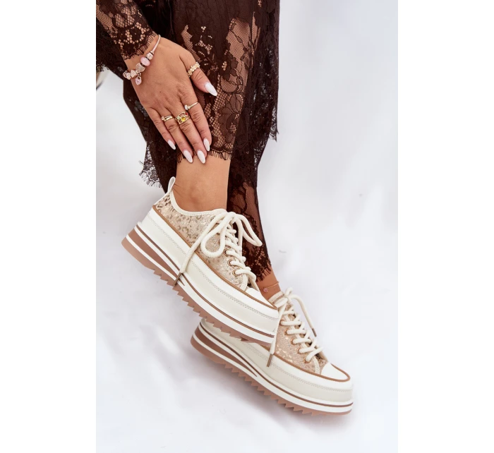 Dámské Tenisky Na Masivní Platformě model 21691040 Béžové - S.Barski