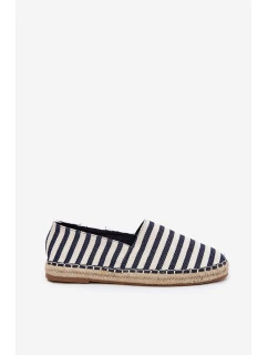 Męskie Espadryle Z Materiałowe W Paski Granatowe Kerenz
