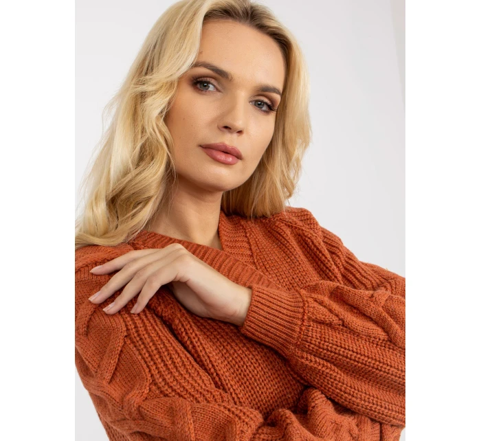 Dámsky sveter LO SW LK 3001 kardigan.82P tmavo oranžový