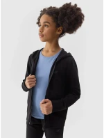 Dívčí tepláková rozepínací mikina s kapucí 4F - černá Dívčí tepláková rozepínací mikina s kapucí 4F - černá