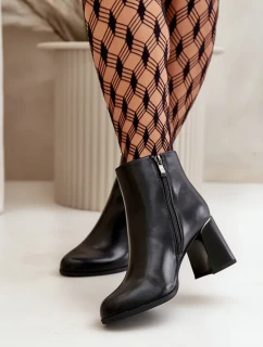 Hladké dámske členkové topánky na podpätku Eco Suede Insulated Black Milisea