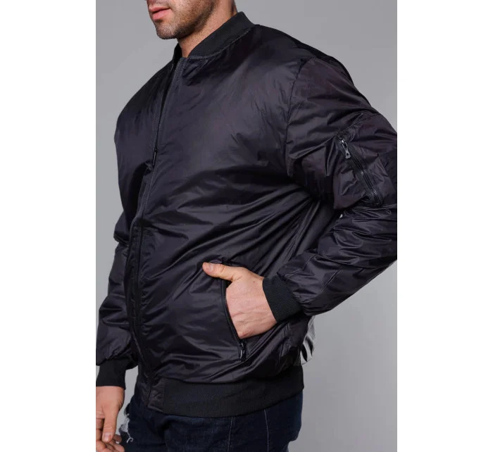 Černá pánská bunda typu "bomber" s podšívkou model 18344989 - J.STYLE Černá pánská bunda typu "bomber" s podšívkou model 18344989 - J.STYLE