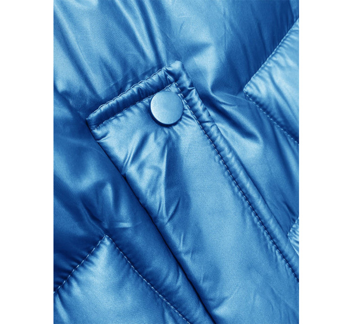 Světle modrá dámská vesta s kapucí (B8171-13)
