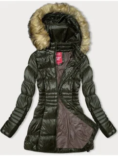 Dámska prešívaná bunda v army farbe pre prechodné obdobie (2M-052)