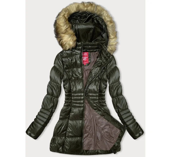Dámská prošívaná bunda v army barvě pro přechodné období model 18894361 - LHD Dámská prošívaná bunda v army barvě pro přechodné období model 18894361 - LHD