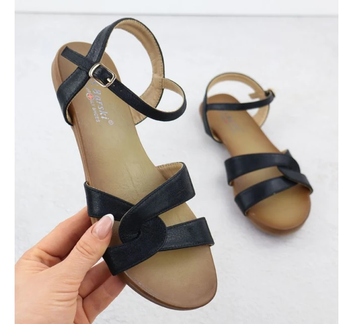 Dámske čierne sandále S.Barski KV51-022