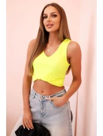 Top dámský bavlněný na ramínkách s výstřihem do V neonově žlutý Top dámský bavlněný na ramínkách s výstřihem do V neonově žlutý