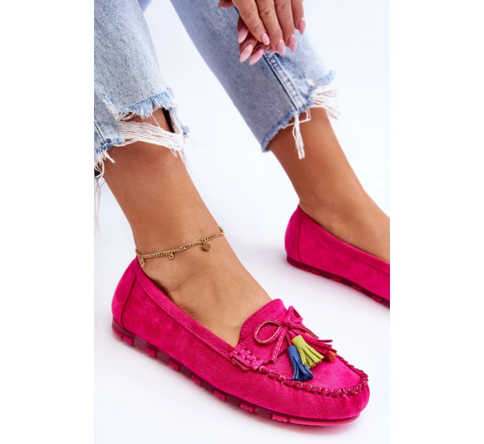 Zamszowe Mokasyny Z Kokardą I Frędzlami Fuksja Dorine Zamszowe Mokasyny Z Kokardą I Frędzlami Fuksja Dorine