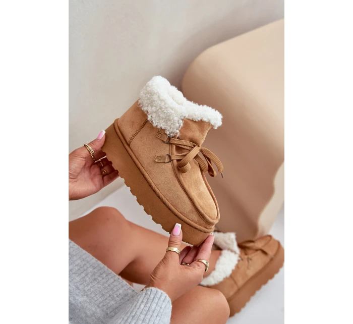 Śniegowce Damskie Na Platformie Z Futerkiem Typu Branek Camel Ciabellae Śniegowce Damskie Na Platformie Z Futerkiem Typu Branek Camel Ciabellae