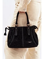 Kožená kabelka z ekologického semiše černá model 22111516 - Flora&Co