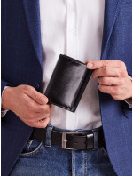 Čierna pánska kožená peňaženka bez zapínania