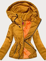 Žltá dámska prešívaná bunda na prechodné obdobie (M168)