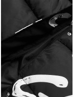 Čierno-biela dlhá dámska zimná bunda s nápismi (AG3-3028)