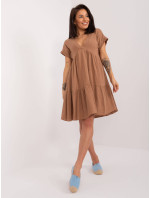 Hnedé predĺžené bavlnené šaty (6873)