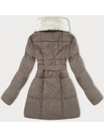 Béžová dámská bunda kožešinou se stojáčkem model 21247726 - J.STYLE
