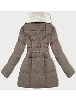 Béžová dámská bunda kožešinou se stojáčkem model 21247726 - J.STYLE Béžová dámská bunda kožešinou se stojáčkem model 21247726 - J.STYLE
