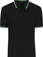 Daiber JN 1306 Pánske polo tričko z hrubého piqué s prúžkami 02.1306 čierna/biela/limetkovozelená