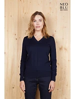 Women Dámský svetr s výstřihem do V deep black model 22500686 - NEOBLU Women Dámský svetr s výstřihem do V deep black model 22500686 - NEOBLU