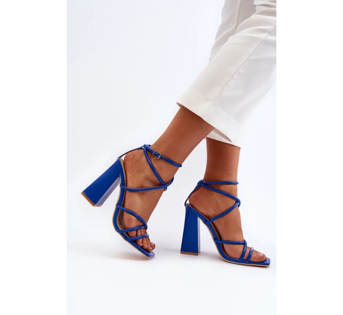 Modne Sandały Na Obcasie Niebieskie Josette