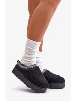 Dámske snehule na platforme s výšivkou Black Tirissa Dámske snehule na platforme s výšivkou Black Tirissa