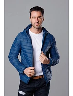 Tmavě modrá prošívaná pánská bunda s kapucí model 18345074 - J.STYLE Tmavě modrá prošívaná pánská bunda s kapucí model 18345074 - J.STYLE