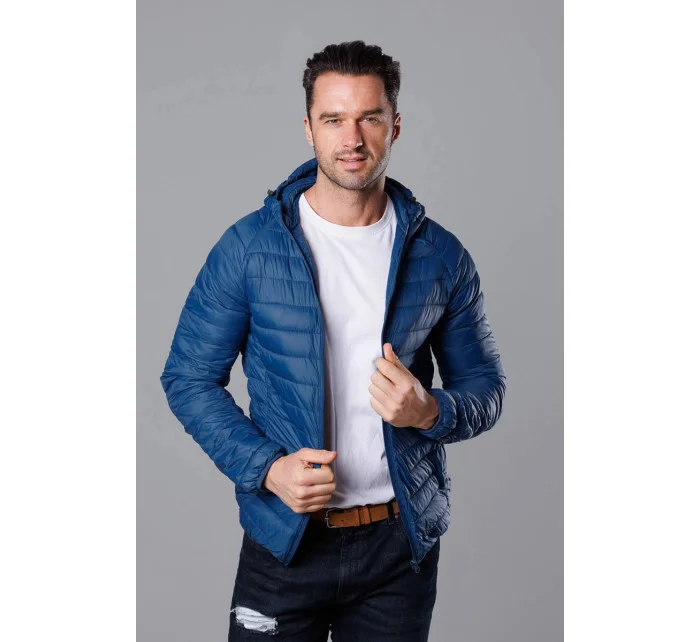 Tmavomodrá prešívaná pánska bunda s kapucňou (HM112-55) Tmavomodrá prešívaná pánska bunda s kapucňou (HM112-55)