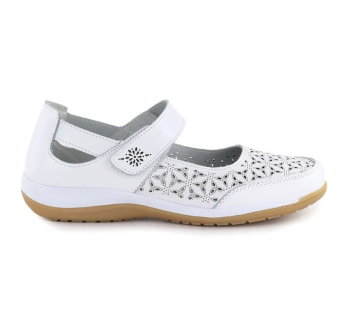 Dámska kožená poltopánka so suchým zipsom biela Jezzi 9763