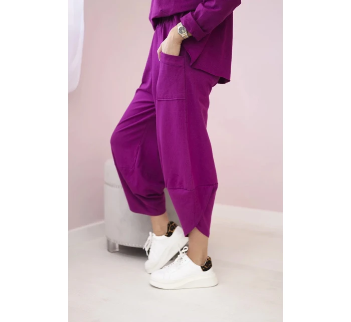 Bavlnená mikina nohavice set slivka