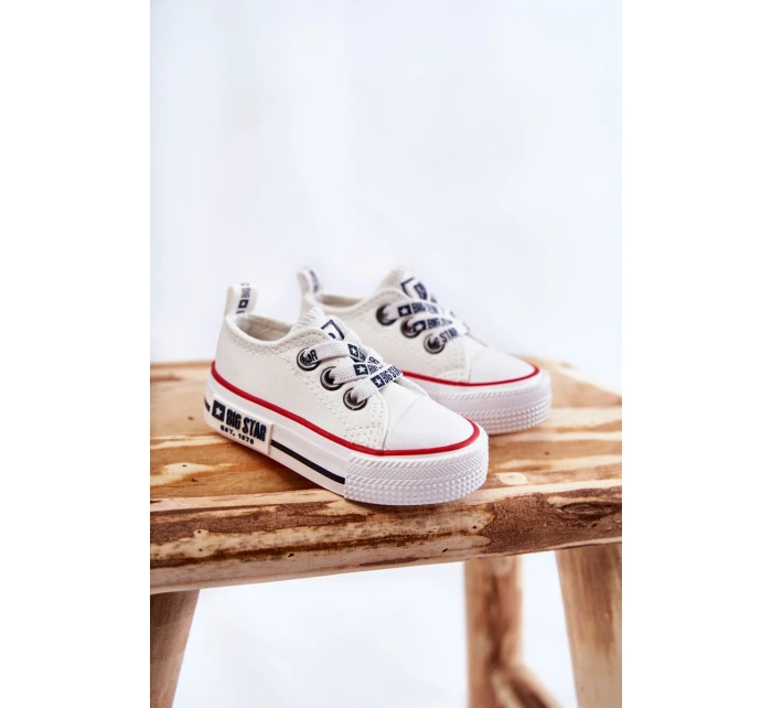 Dziecięce Skórzane Trampki BIG STAR KK374040 Białe Dziecięce Skórzane Trampki BIG STAR KK374040 Białe