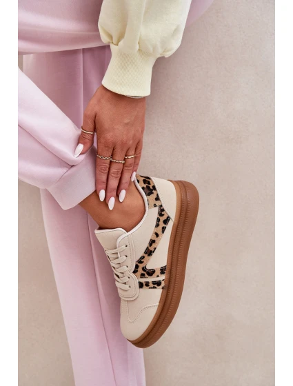 Damskie Sneakersy Na Platformie Panterka Beżowe Totter Damskie Sneakersy Na Platformie Panterka Beżowe Totter