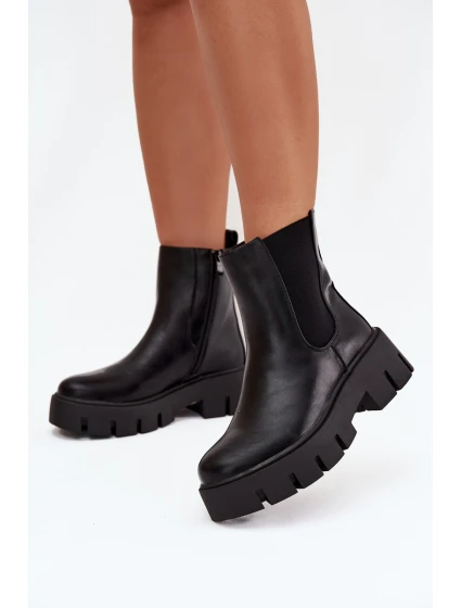 Dámské kotníkové boty s zipem Eko kůže Černé model 21709271 - Boto Dámské kotníkové boty s zipem Eko kůže Černé model 21709271 - Boto