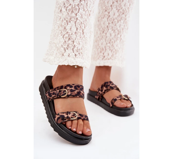 Dámské sandály s pásky a zlatými sponami Leopard model 22032147 - Boto