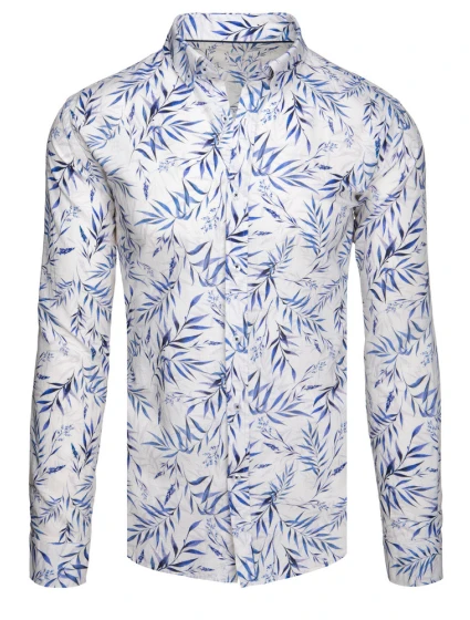 Pánská košile s listy bílá model 21989355 - Dstreet Pánská košile s listy bílá model 21989355 - Dstreet