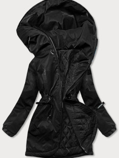 Čierna dámska bunda s kapucňou (B8105-1)