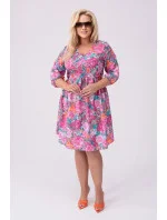 Ružové a zelené dámske letné kvetinové šaty (8276) Ružové a zelené dámske letné kvetinové šaty (8276)