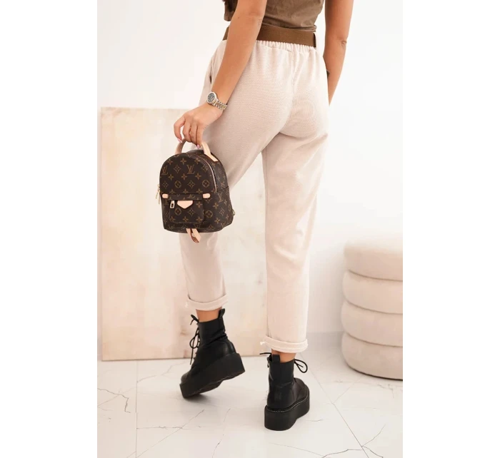 Dámske nohavice so šnúrou na opasok béžové