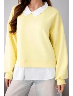Dámská máslová mikina z viskózy s model 22014147 vsadkou žlutá - K-Fashion
