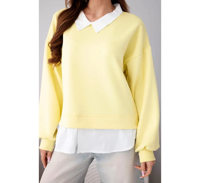 Dámská máslová mikina z viskózy s model 22014147 vsadkou žlutá - K-Fashion
