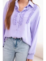 Dámská viskózová košile s dlouhým rukávem a volánky světle fialová