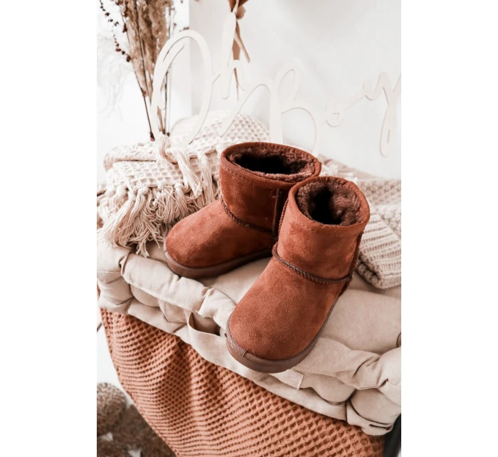 Dziecięce Ocieplane Botki Śniegowce Brązowe Gooby