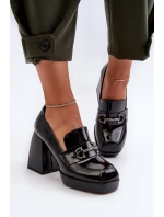 Lakované dámské polobotky na podpatku černé D&A model 21655795 - S.Barski