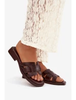 Dámské pantofle na ploché podrážce čokoládové Lorania Dámské pantofle na ploché podrážce čokoládové Lorania