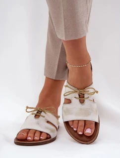 Dámske papuče 3022/004 Ecru s hnedou - ZaZOO